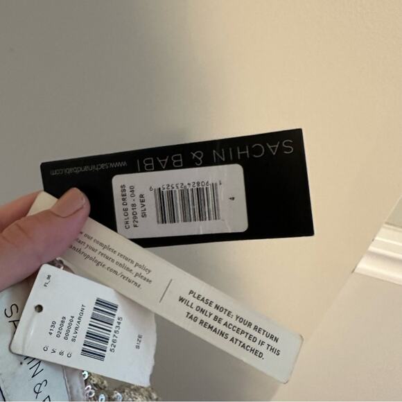 NWT Anthropologie Sachin & Babi Silver Sequin Mini Dress 4 - Picture 15 of 16